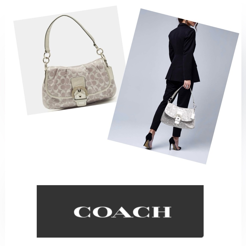 🩶Coach Vintage Soho Grey Signature Shoulder Bag (Nice)🌹